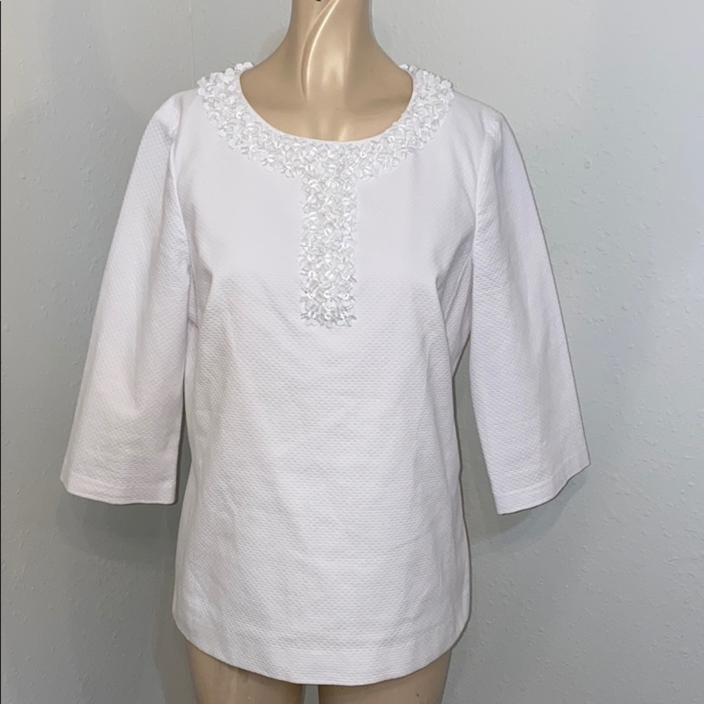 Boden white shirt embellished beading detail 8